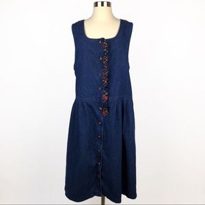 VINTAGE Sport T.Y. Button-Up Denim Flannel Dress